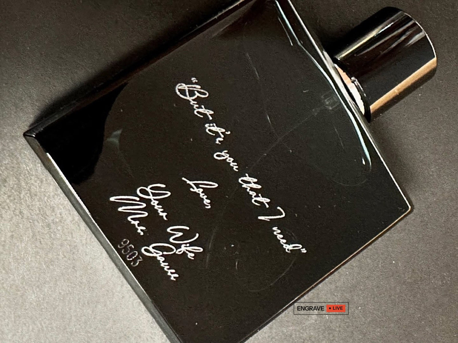 Engraved cologne bottle