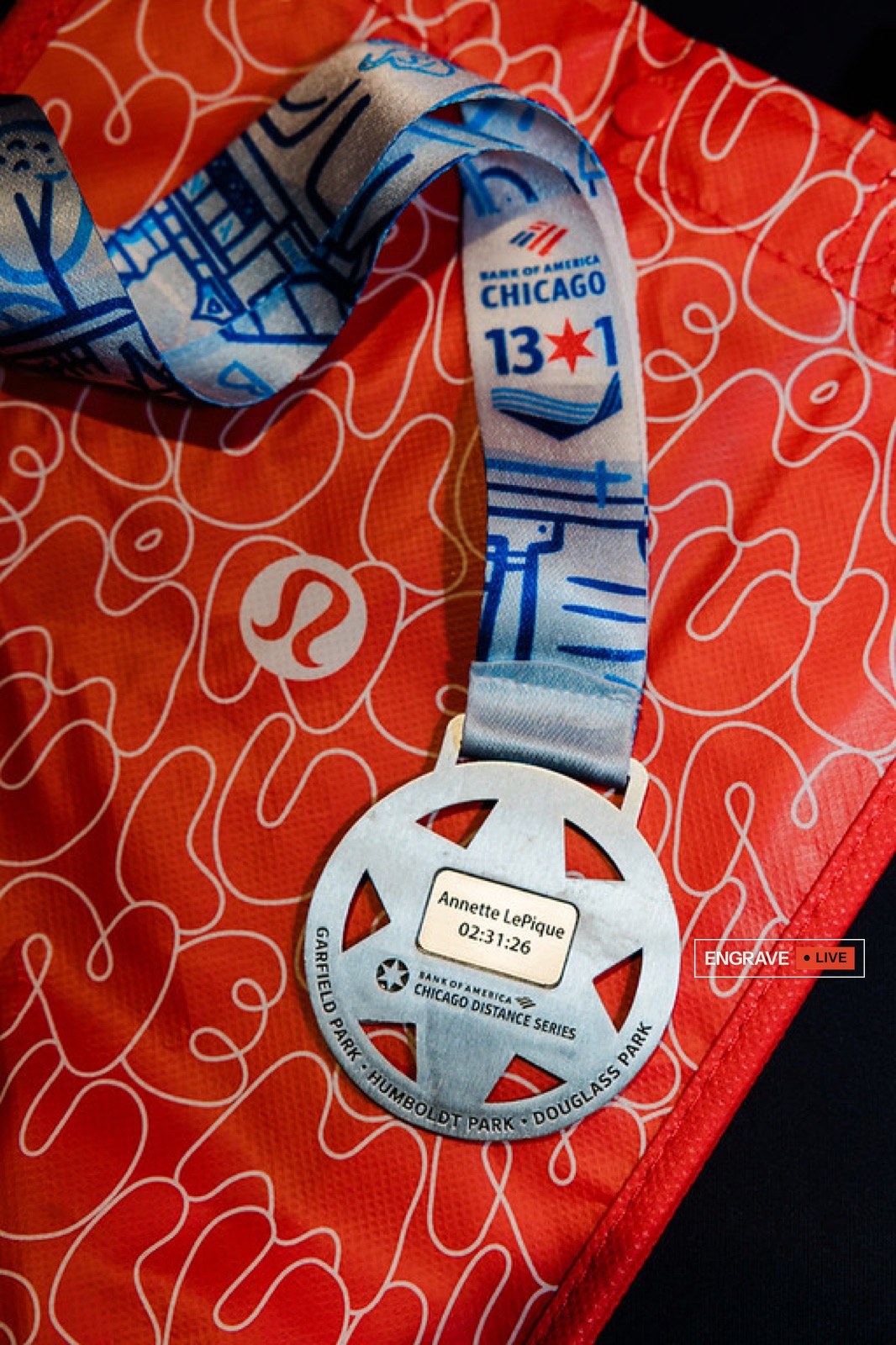 Engraved finisher medal